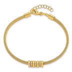Sterling Silver Gold-tone CZ w/1in Safety Chain Flex Bangle