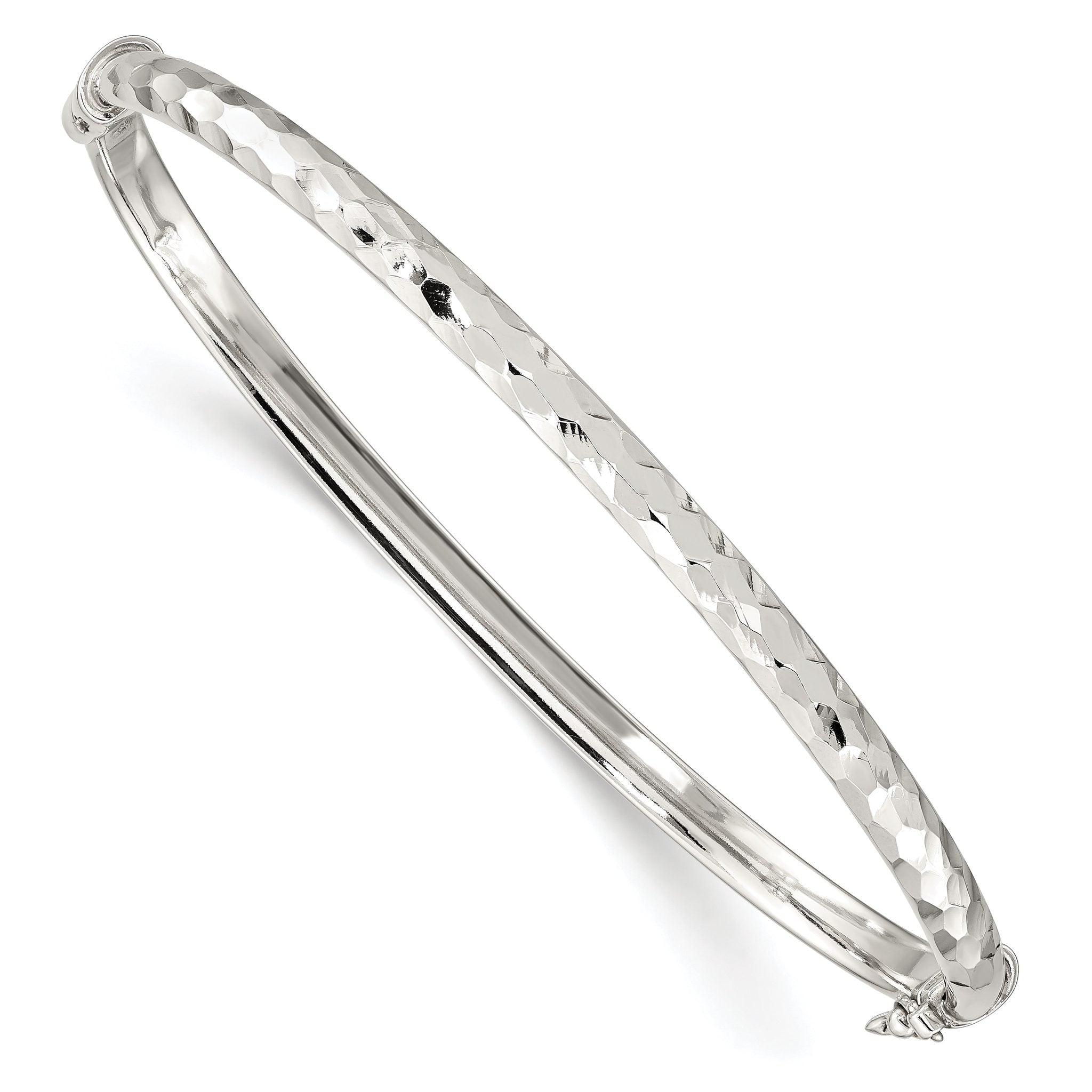 Sterling Silver Diamond Cut 4mm Bangle Main image