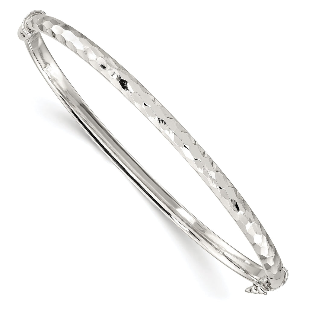 Sterling Silver Diamond Cut 4mm Bangle