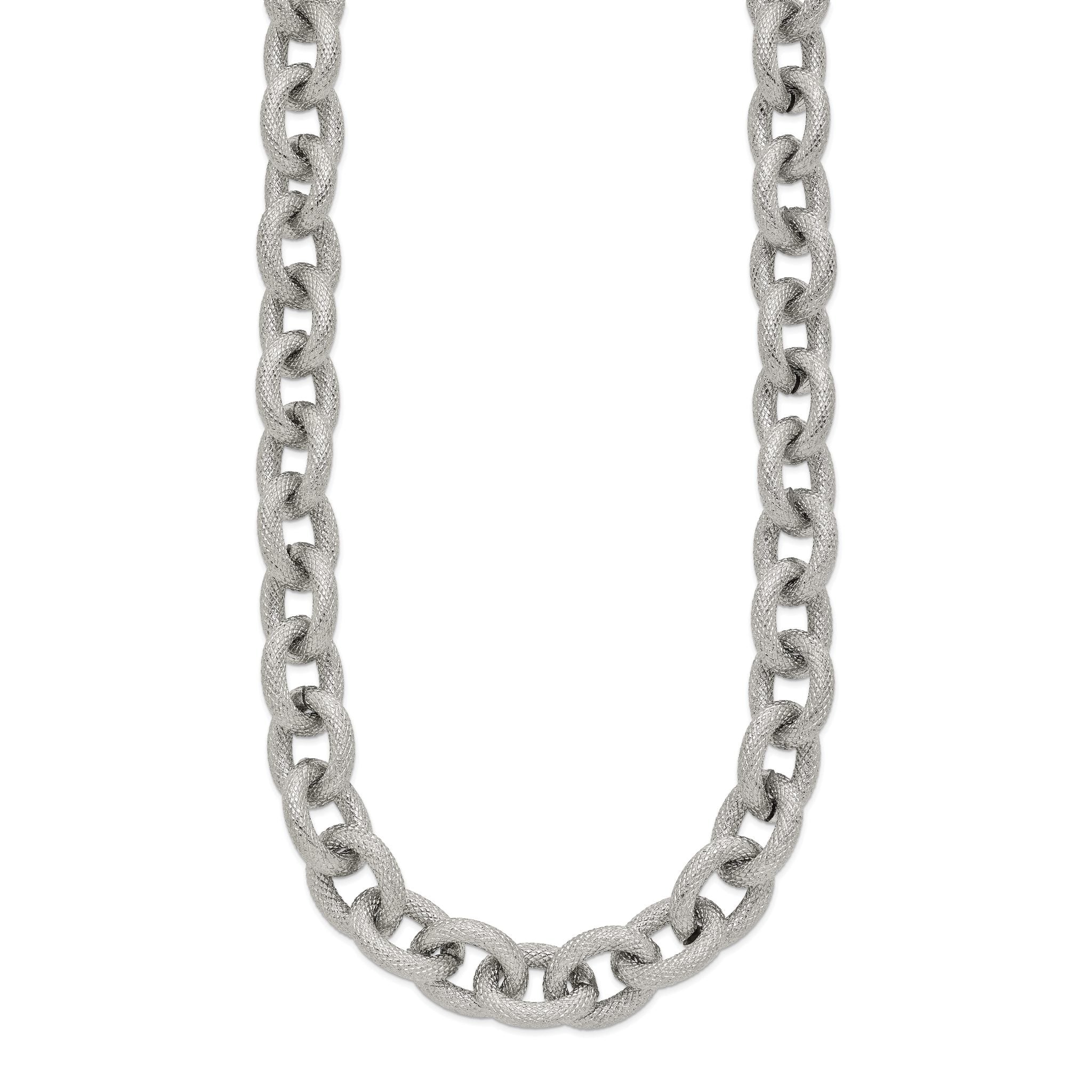Chisel Stainless Steel Polished and Textured Link 16.5 inch Necklace Secondary image