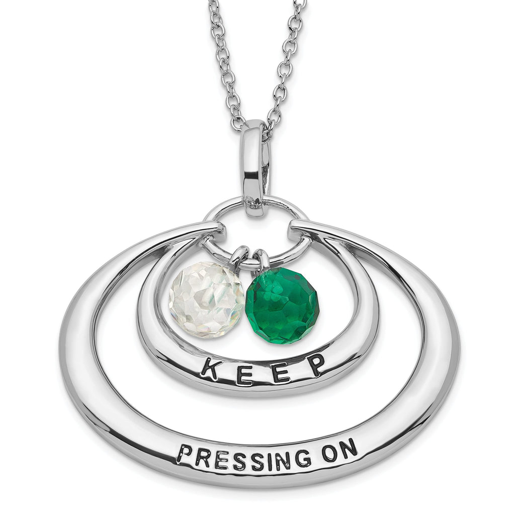 Sophia Jewelers Sterling Silver CZ Pendant Necklace with Polished & Antiqued Finish