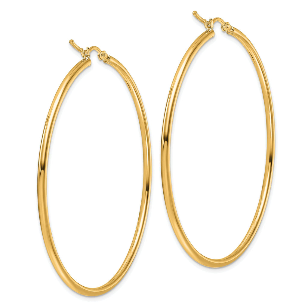 14k Polished 2x55mm Polished Hoop Earrings
