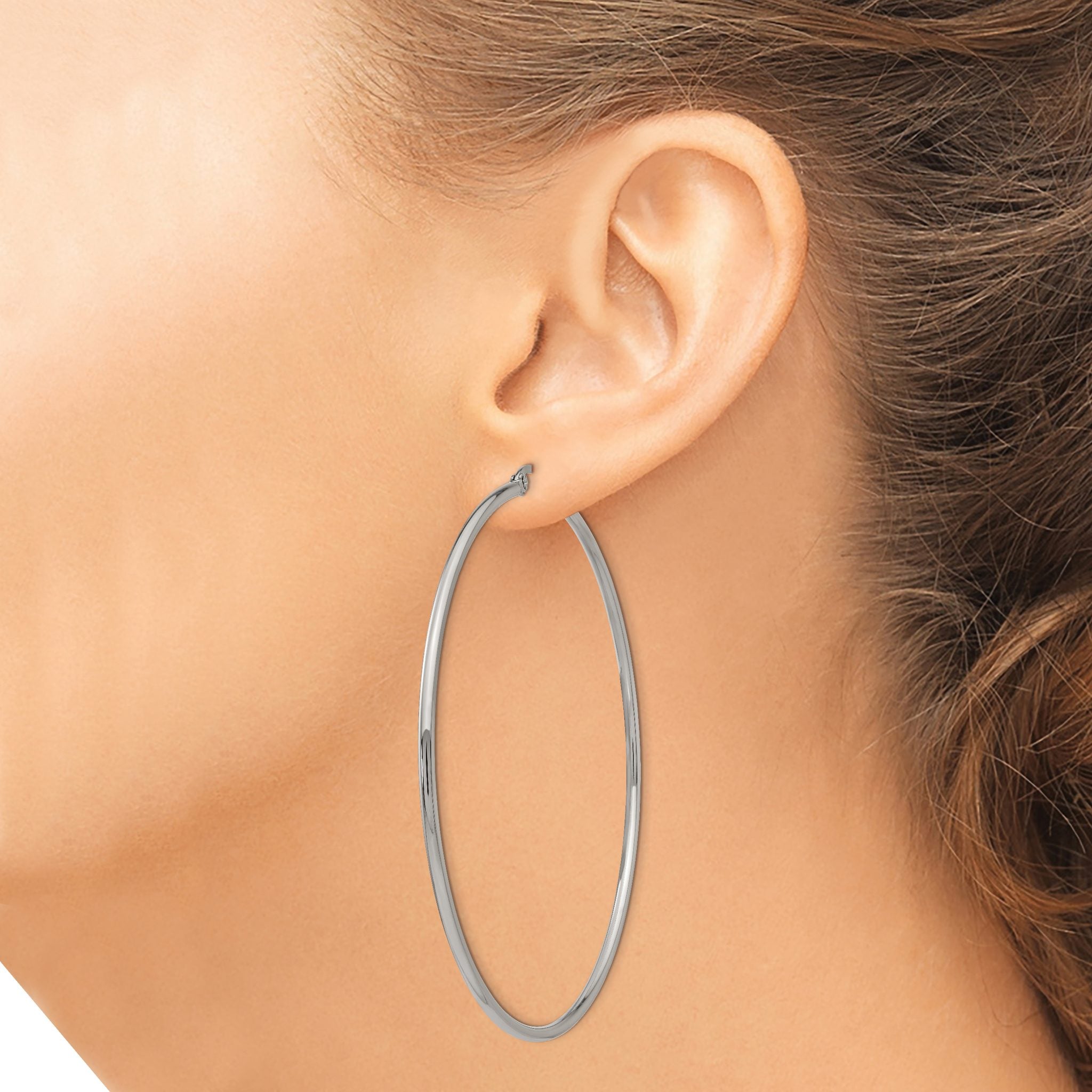 Stainless Steel Polished Hoop Earrings for Women
