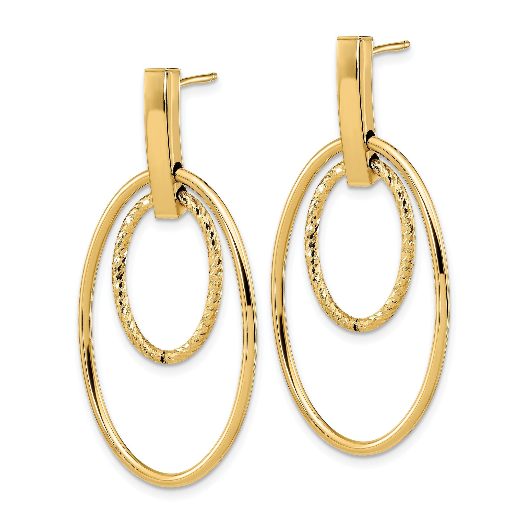 14k Polished Diamond Cut Post Dangle Earrings Secondary image