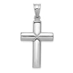 14K White Gold Reversible Crucifix Pendant with Polished Rhodium Finish