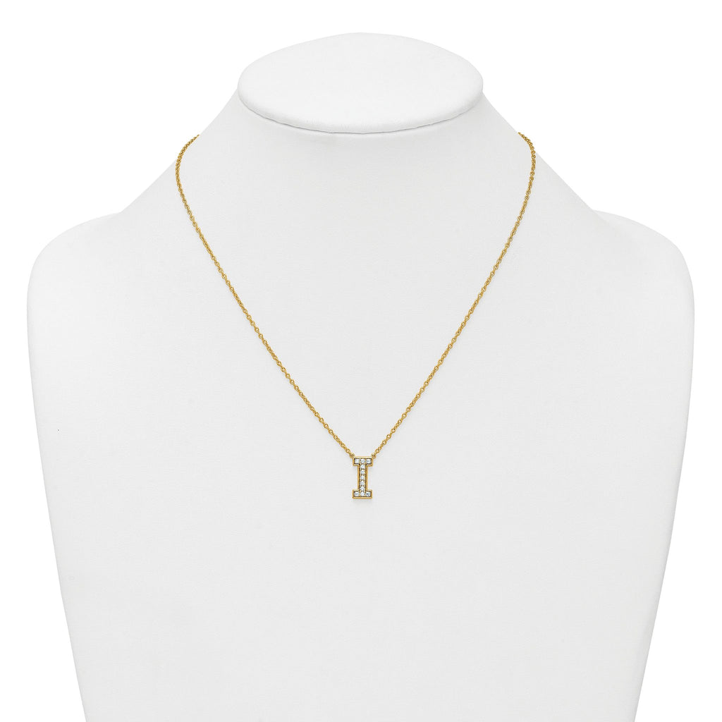 14k 1/4 carat Lab Grown Diamond VS+ F+ Complete Letter I 18 inch Initial Necklace