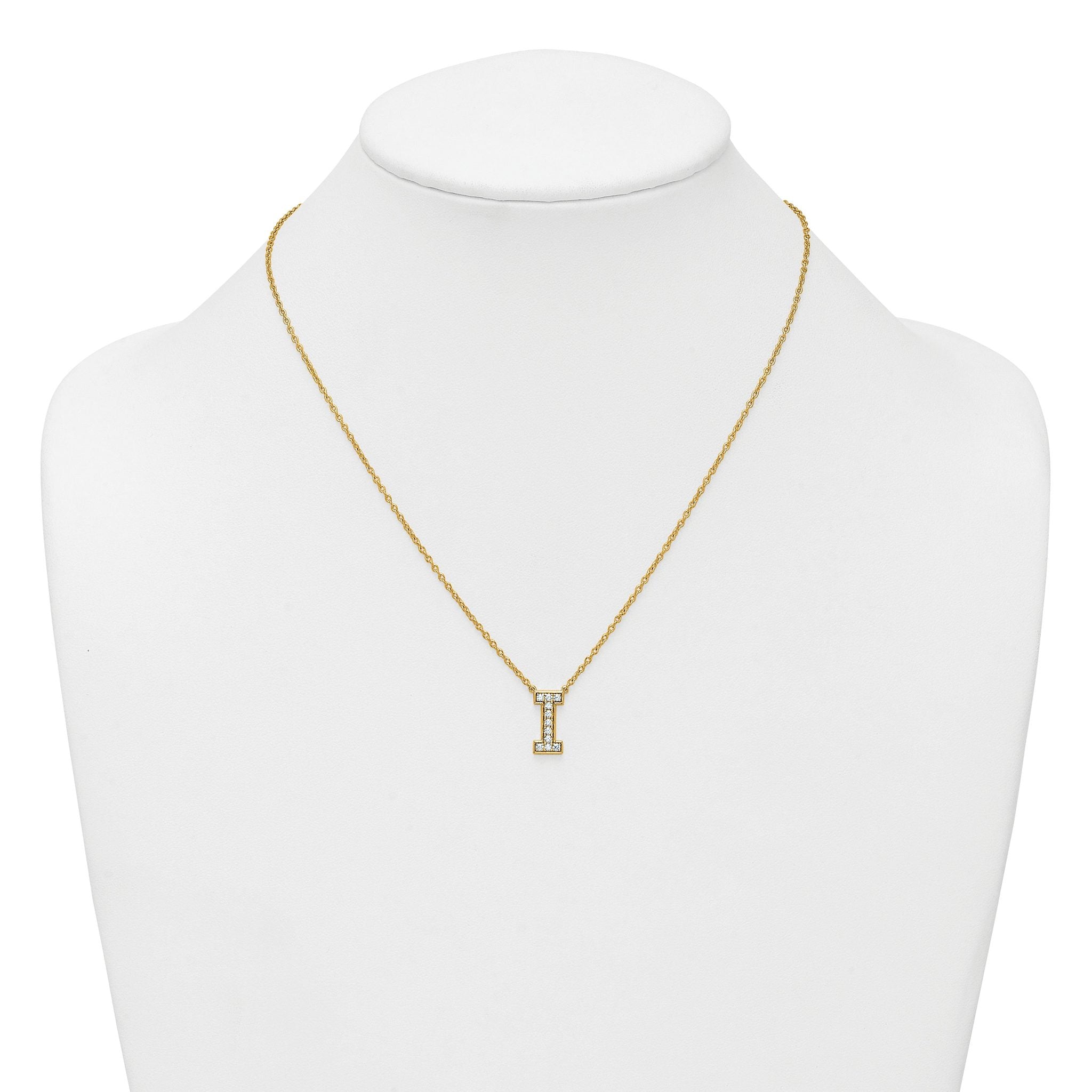 14k 1/4 carat Lab Grown Diamond VS+ F+ Complete Letter I 18 inch Initial Necklace