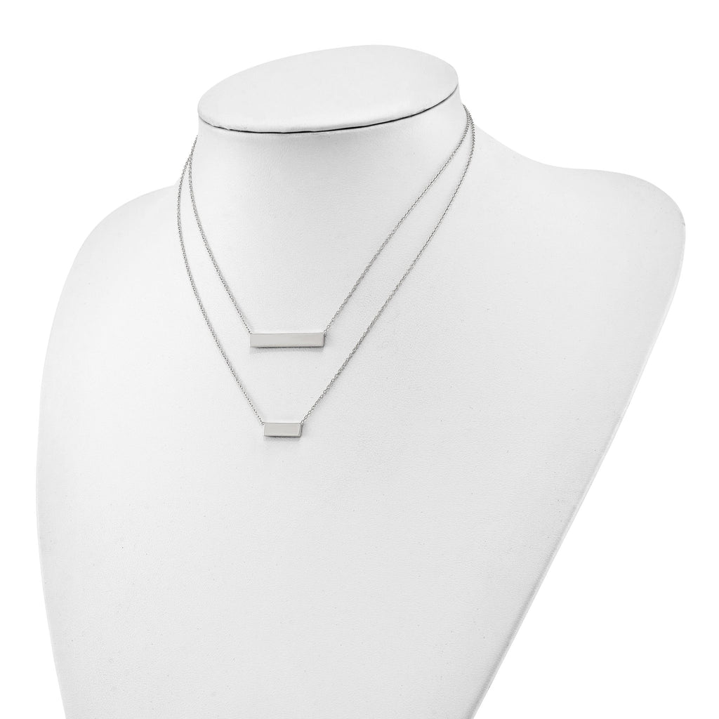 Polished Double Bar Necklace in Sterling Silver