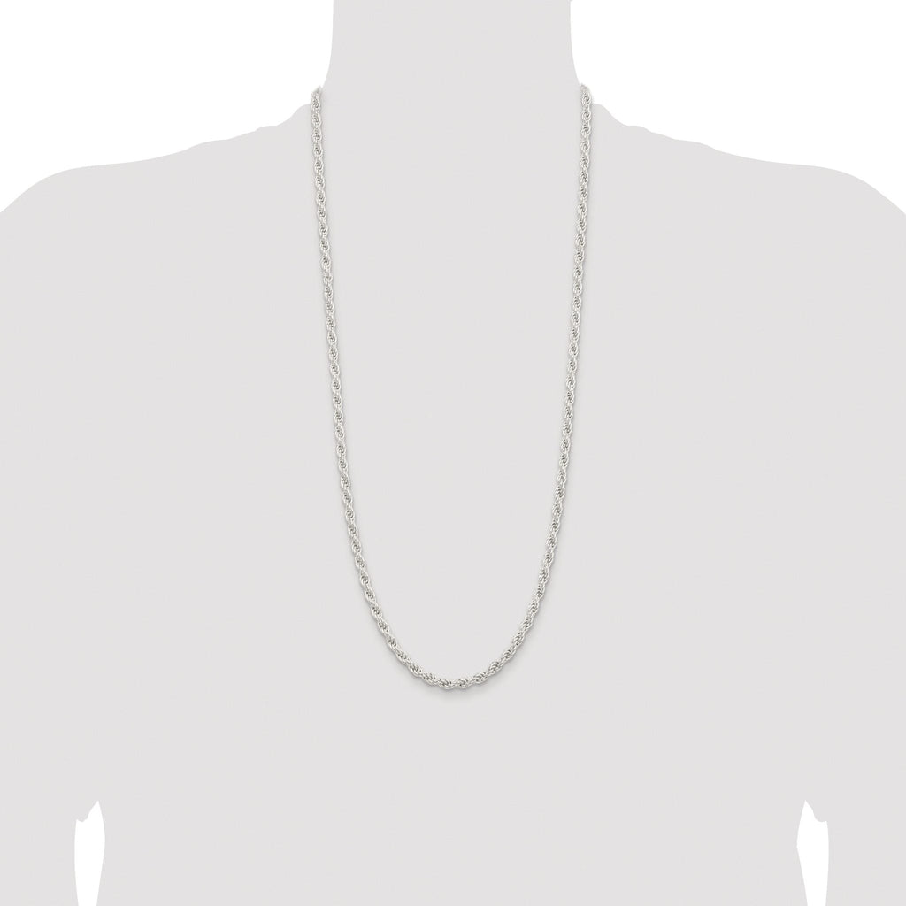 Sterling Silver Rhodium-plated 5mm Solid Rope Chain