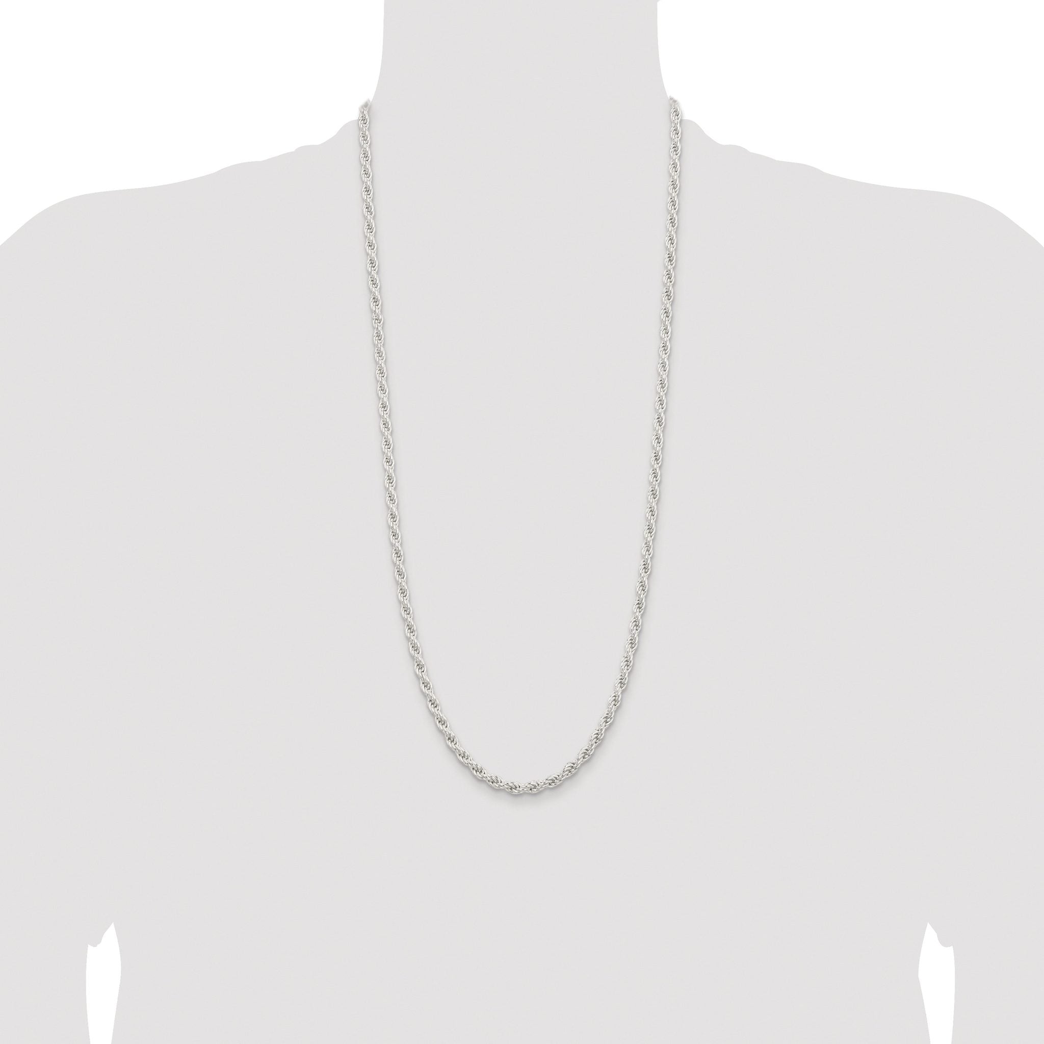 Sterling Silver Rhodium-plated 5mm Solid Rope Chain