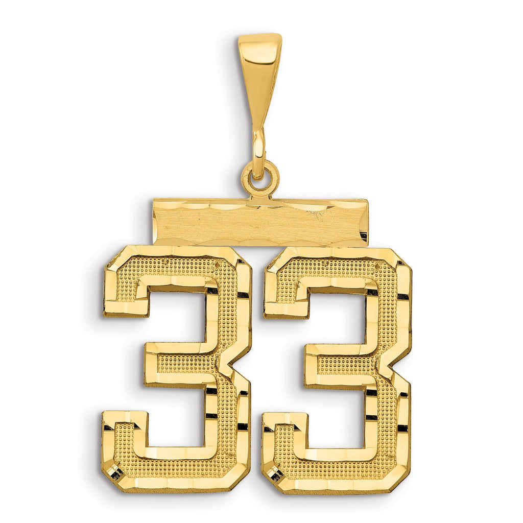 Large Number 33 Charm in 14K Yellow Gold, Diamond-Cut - Sophia Jewelers