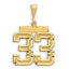 14K Gold Large Diamond-Cut Number 33 Charm with Brushed Finish