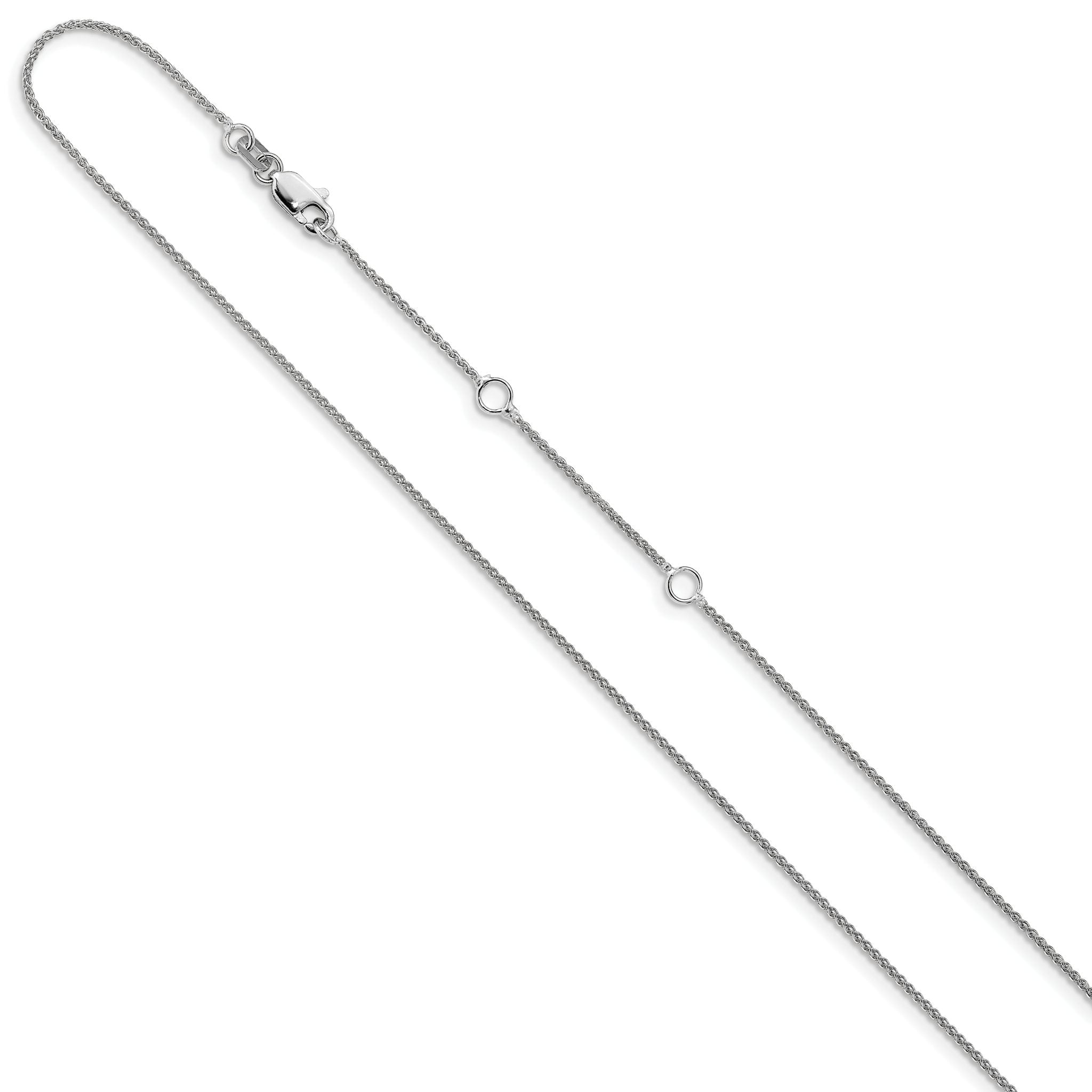 1.0mm 10K White Gold Spiga Wheat Chain