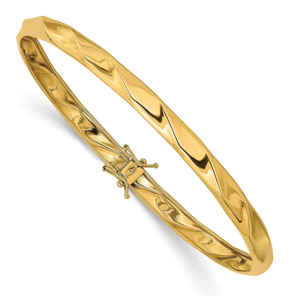 14K Yellow Gold Polished Flexible Twisted Bangle with Safety Clasp