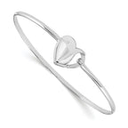 Sophia Jewelers Sterling Silver Diamond Heart Bangle Polished Gift Ready