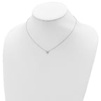 Sterling Silver Rhodium-plated 3-CZ w/ 2in ext Necklace
