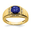 14k Cushion Created Sapphire and Diamond Mens Ring