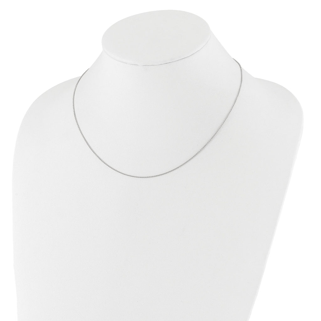 14 Karat White Gold 1.25mm Round Cable 22in+2in Adjustable Chain