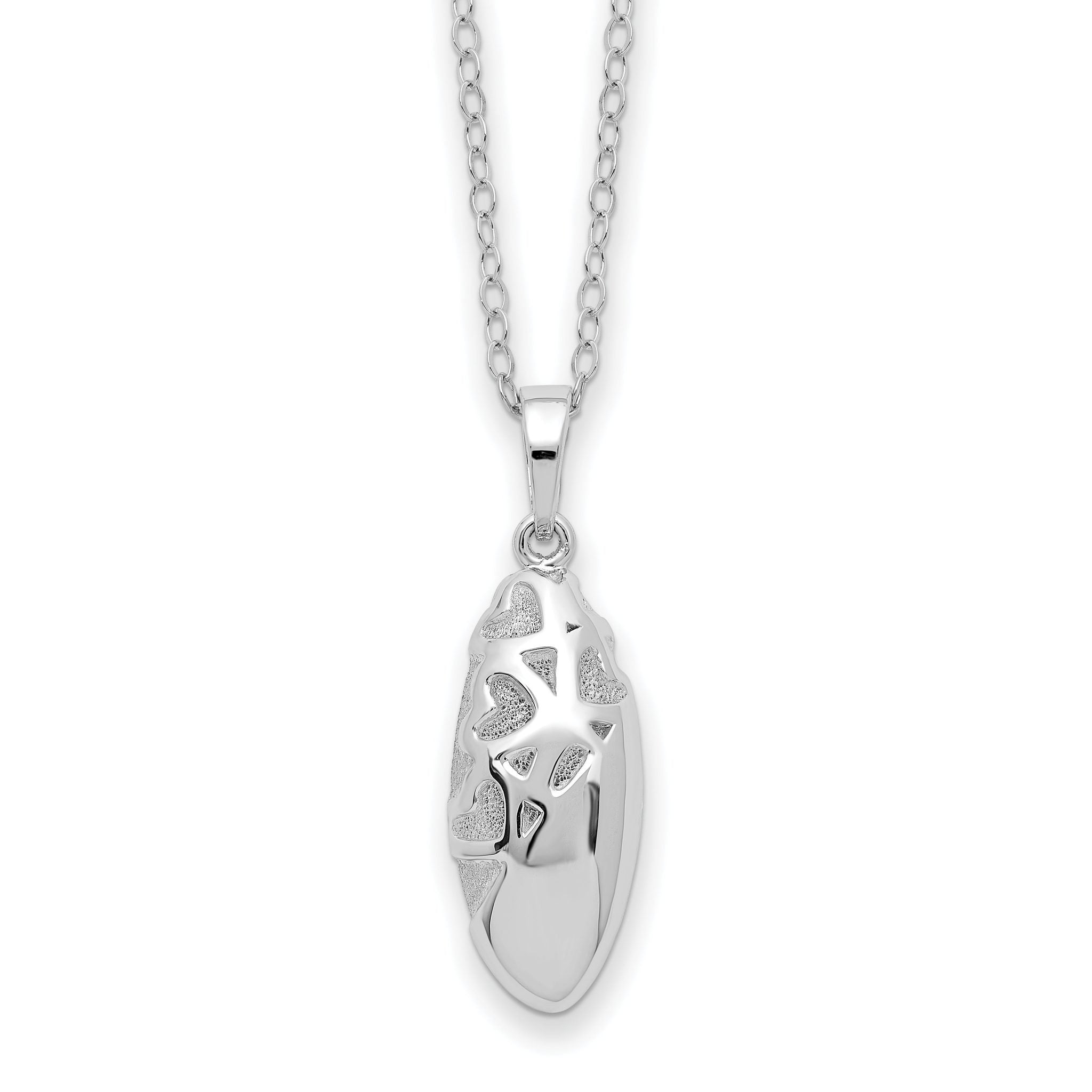 Sentimental Expressions Sterling Silver Rhodium-plated Scrolled Hearts Ash Holder 18 Inch Necklace Main image