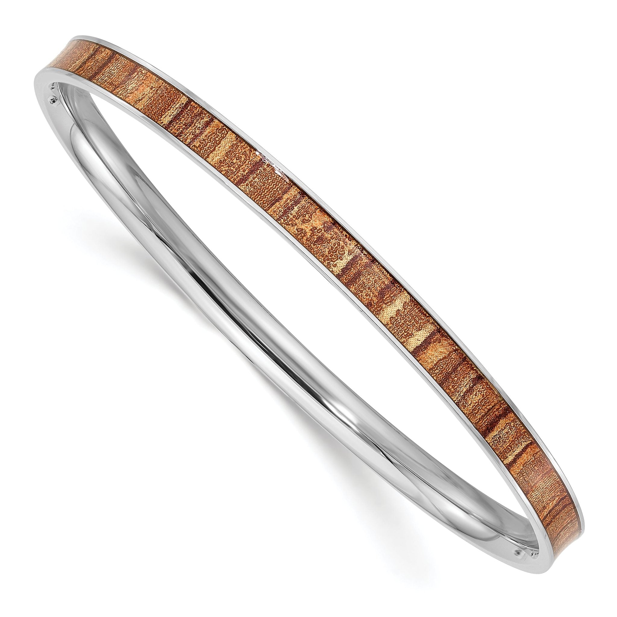 Stainless Steel Polished Yellow and Brown Enameled Bangle Bracelet for Women Main image