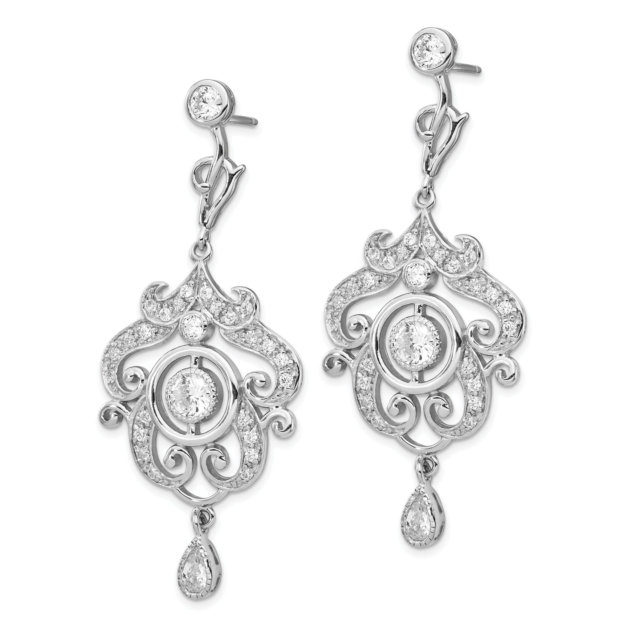 Cheryl 925 Sterling Silver Rhodium-Plated CZ Chandelier Dangle Earrings Elegant Gift-Ready Design Secondary image