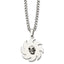 Saw Blade & Skull Pendant Necklace in Stainless Steel, 24in