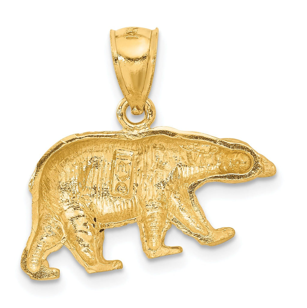 14K Gold Diamond-Cut Bear Pendant for Men  Solid & Casted