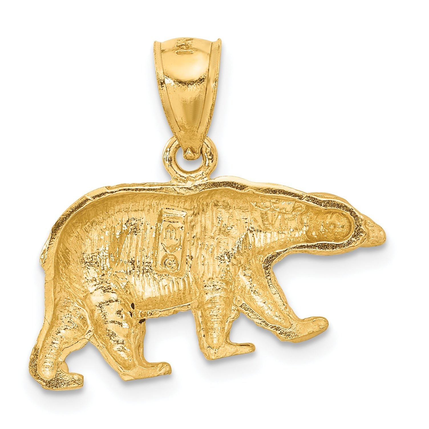 14K Gold Diamond-Cut Bear Pendant for Men  Solid & Casted