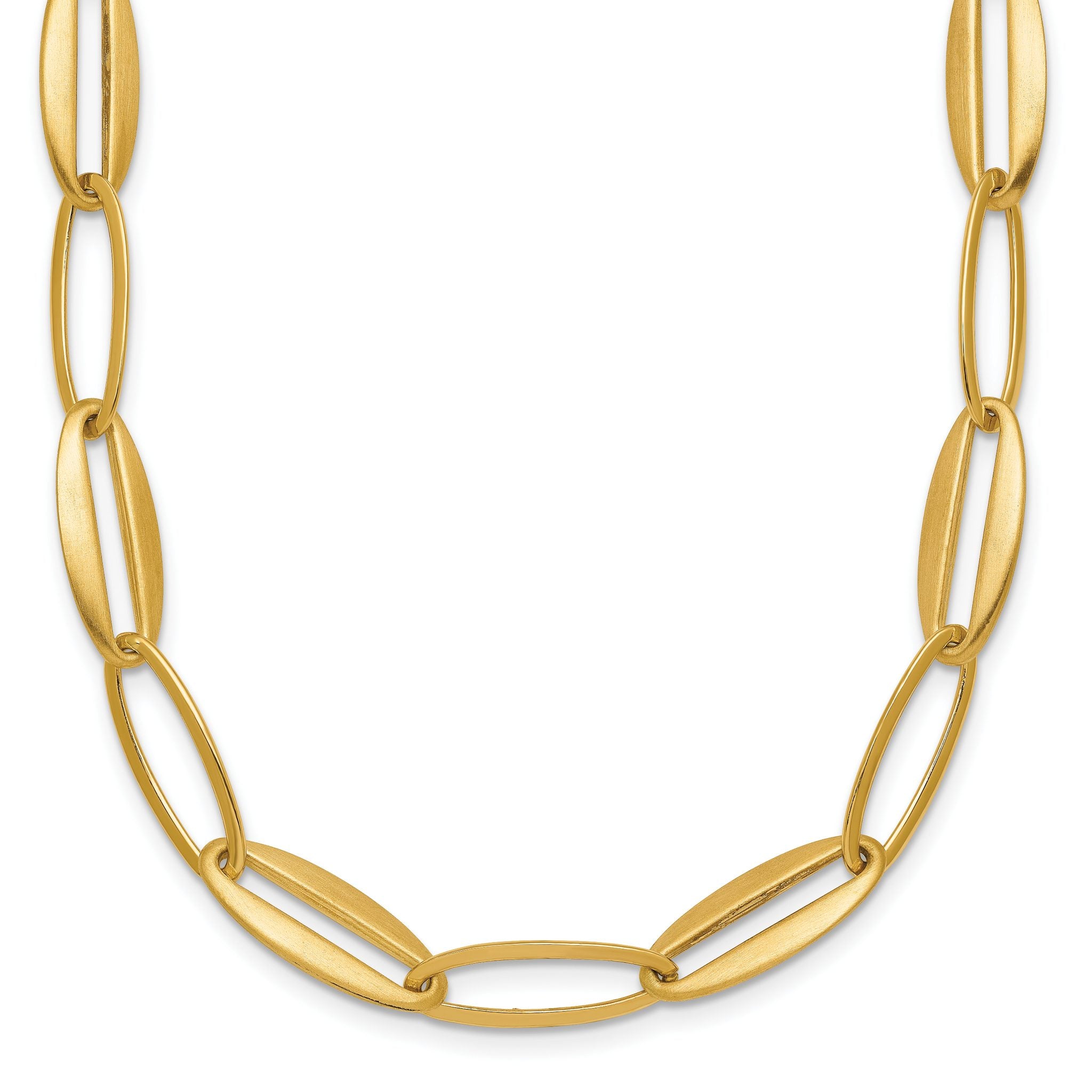 14k Brushed and Polished 7.25mm Long Oval Link 18 inch Necklace Main image