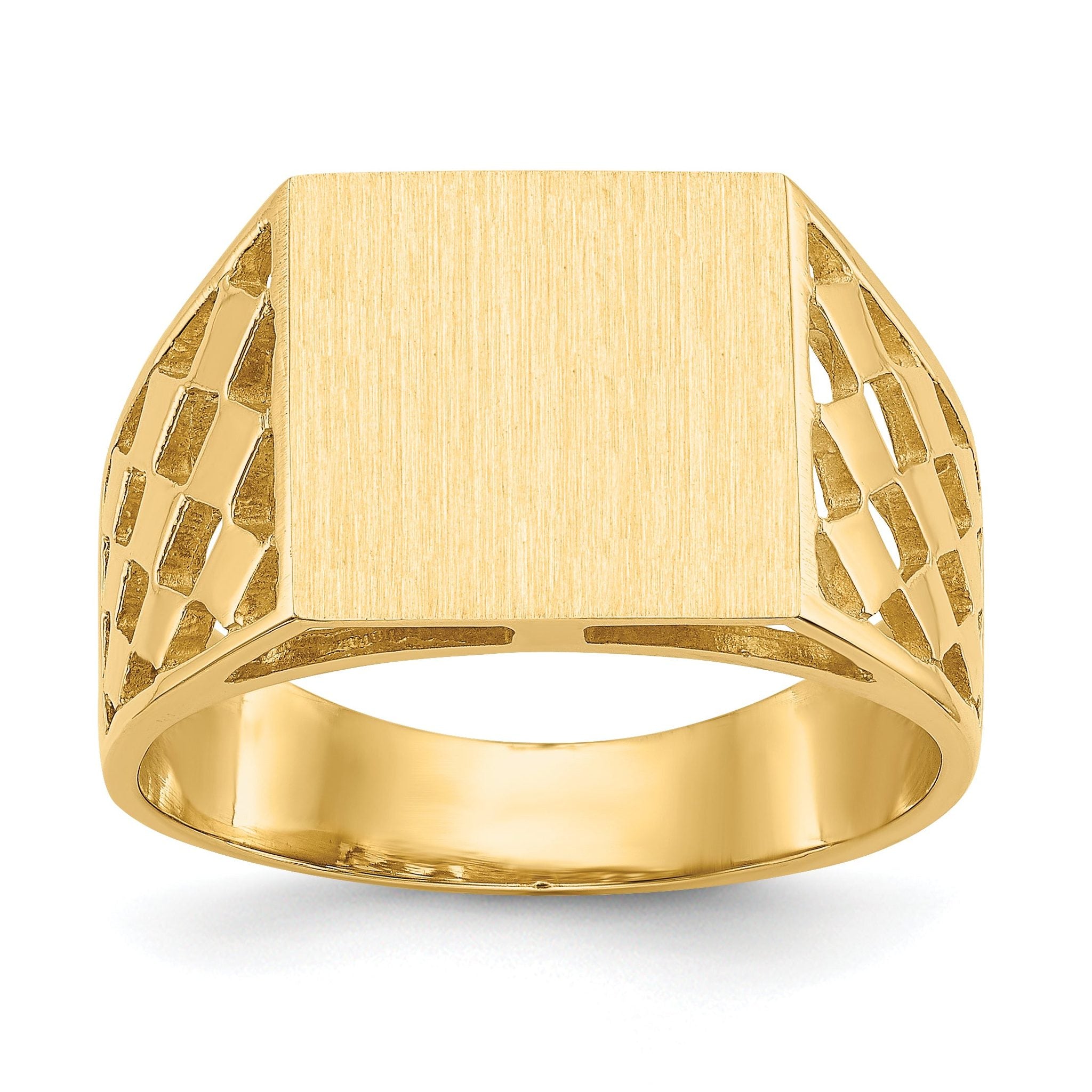 14k 12.0x12.5mm Open Back Men's Signet Ring Main image
