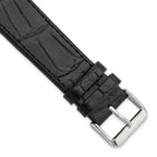 Black 18mm Matte Gator Grain Calfskin Leather with Stainless Steel Buckle 7.75 inch Watch Band