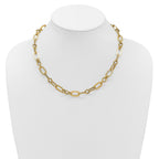 14K Polished and Textured Fancy Greek Key Link Necklace
