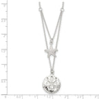 Sterling Silver Starfish and Sand Dollar 18 inch 2-strand Necklace
