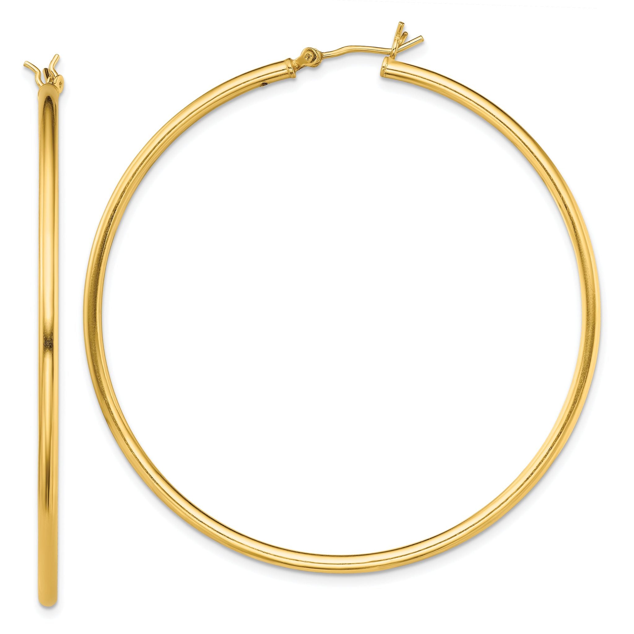 Sterling Silver Gold-Tone Polished 2x55mm Hoop Earrings Main image
