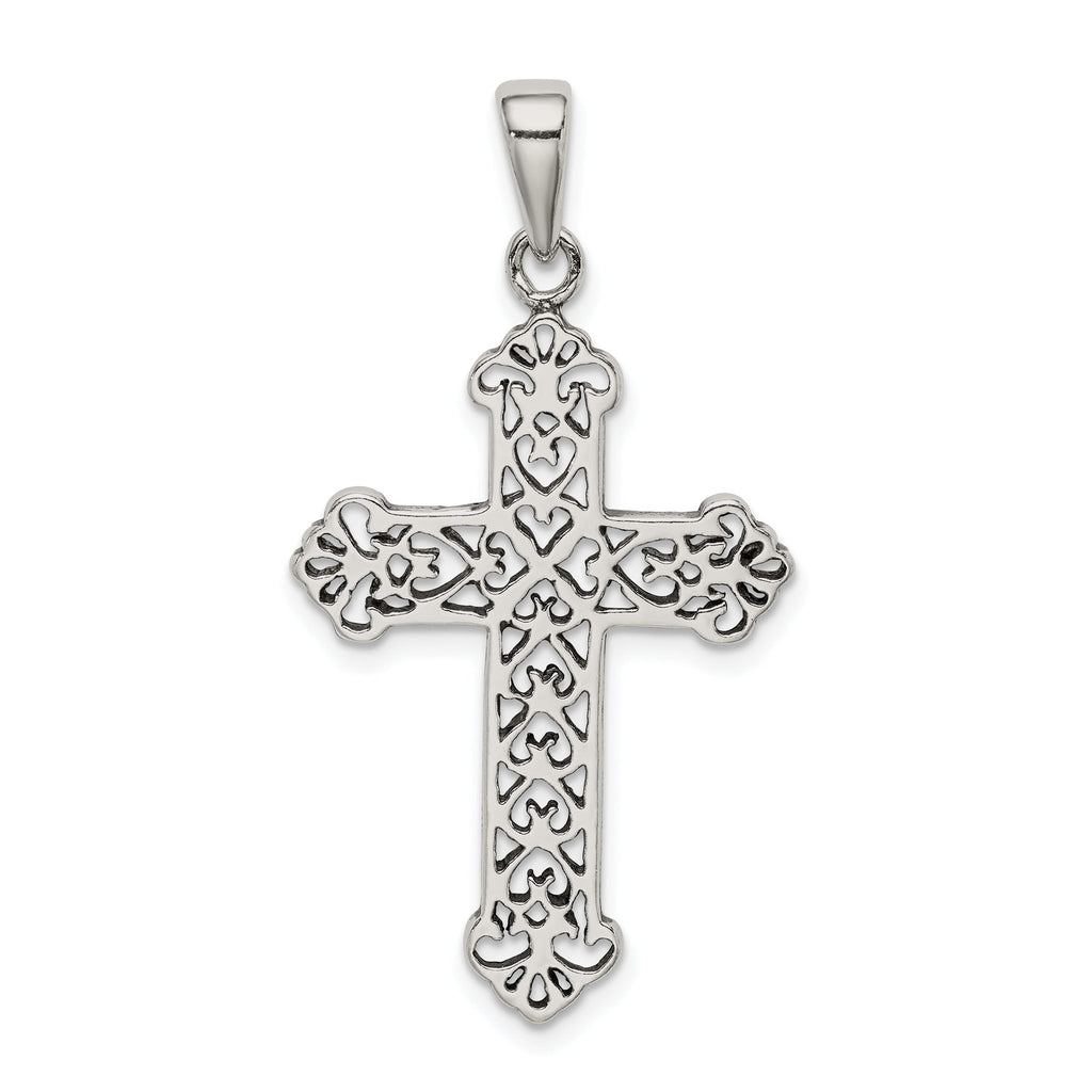 Sophia Jewelers Antique Sterling Silver Fleur de Lis Cross Pendant