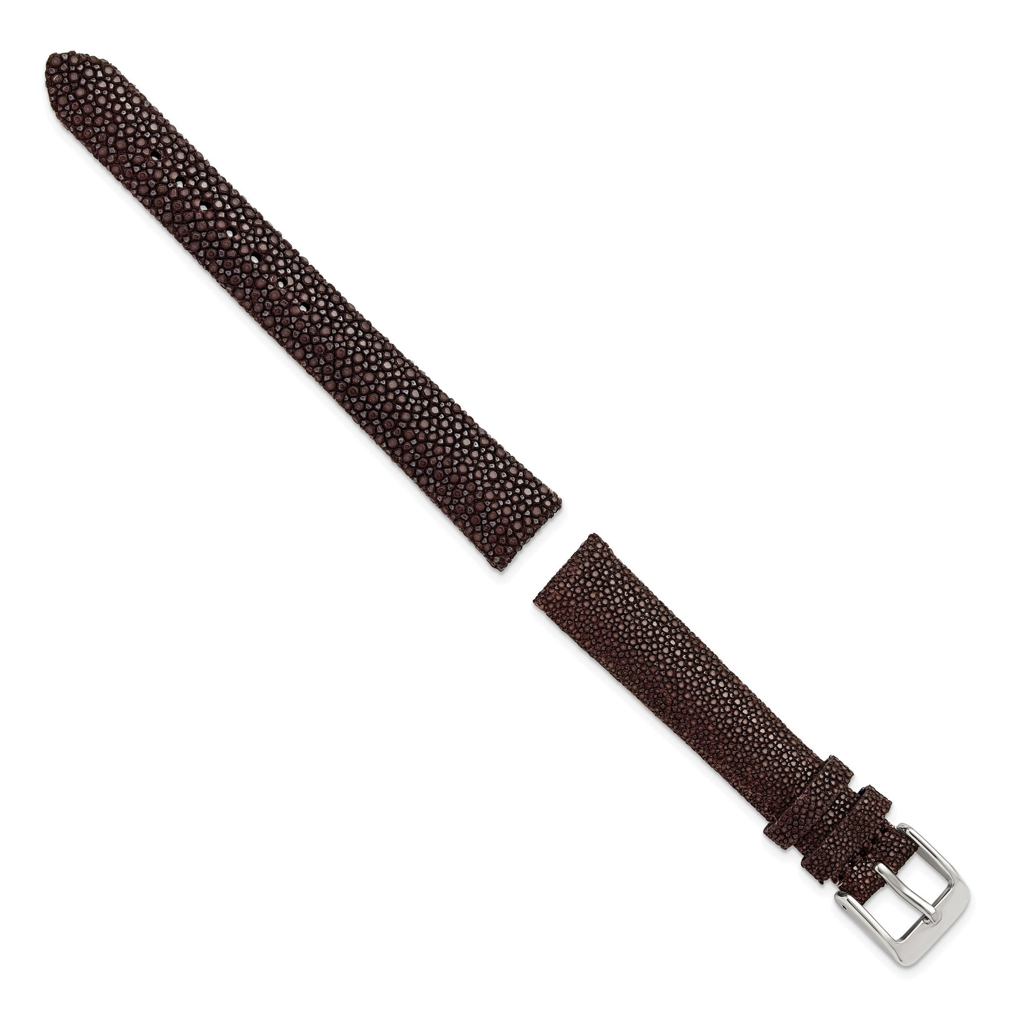 Genuine Stingray Watch Band in Brown with Silver-Tone Buckle, 16mm Secondary image