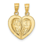 14K Gold TE AMO Break Apart Diamond-Cut Heart Pendant  Polished & Solid