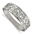 Stainless Steel Polished Paw Print Cut-out Hinged Bangle Bracelet for Women