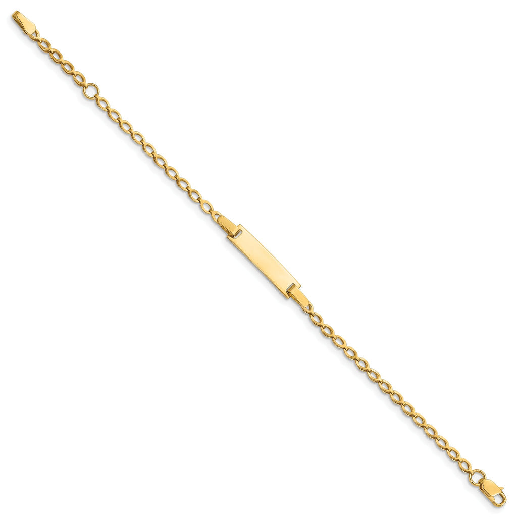 14k Polished Solid Chain/Solid Plate Fancy Link 16x5mm Plate 6 inch Baby/Child ID Bracelet