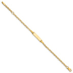 14k Polished Solid Chain/Solid Plate Fancy Link 16x5mm Plate 6 inch Baby/Child ID Bracelet