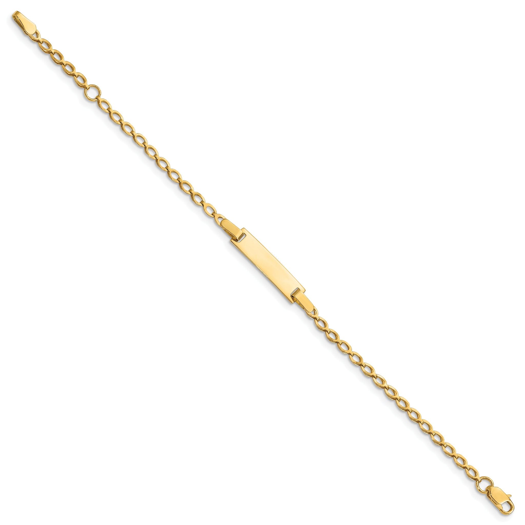 14k Polished Solid Chain/Solid Plate Fancy Link 16x5mm Plate 6 inch Baby/Child ID Bracelet