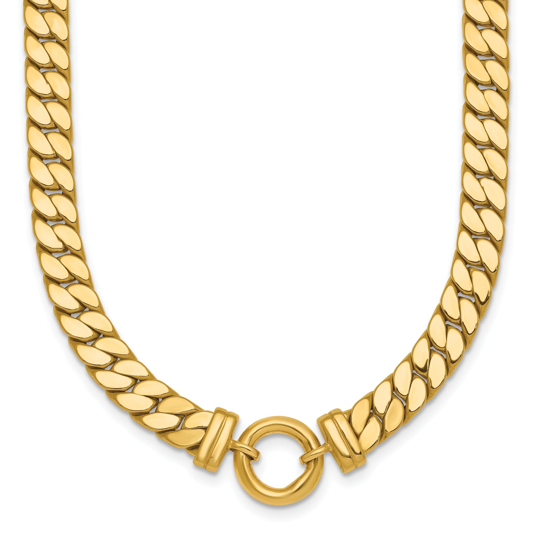 14k Polished Flat Curb Link with Center Circle Element 18 inch Necklace Main image