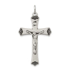Sterling Silver Satin Halo Cross Pendant with Antique Finish