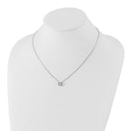 Sterling Silver Diamond Open Circle Necklace with Rhodium Finish