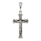 Sterling Silver 925 Antiqued Crucifix Charm Elegant Polished Pendant