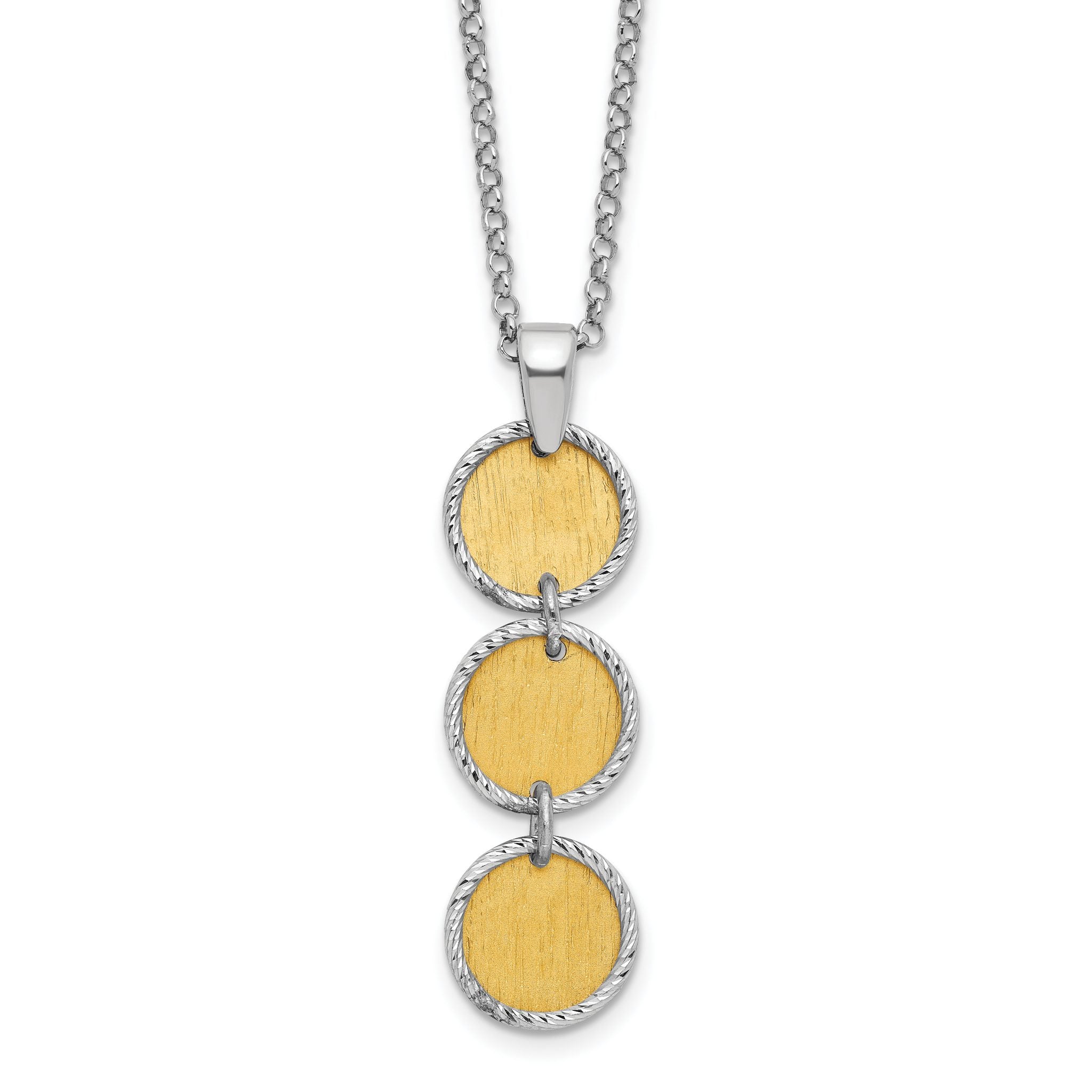 SS Rhodium-Plated/Gold-plated Polished/Brushed Circles With 2 Inch Extention. Necklace Main image