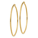 14k Diamond-cut 2mm Round Tube Hoop Earrings