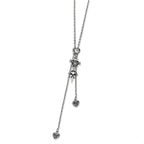 Sophia Jewelers Stainless Steel Polished CZ Skull Heart Adjustable Necklace