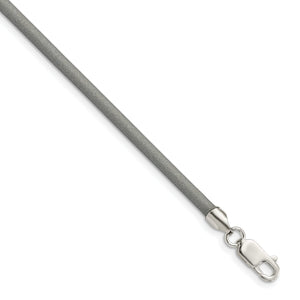 Sterling Silver 16inch 3mm Metallic Rubber Cord Necklace - Sophia Jewelers