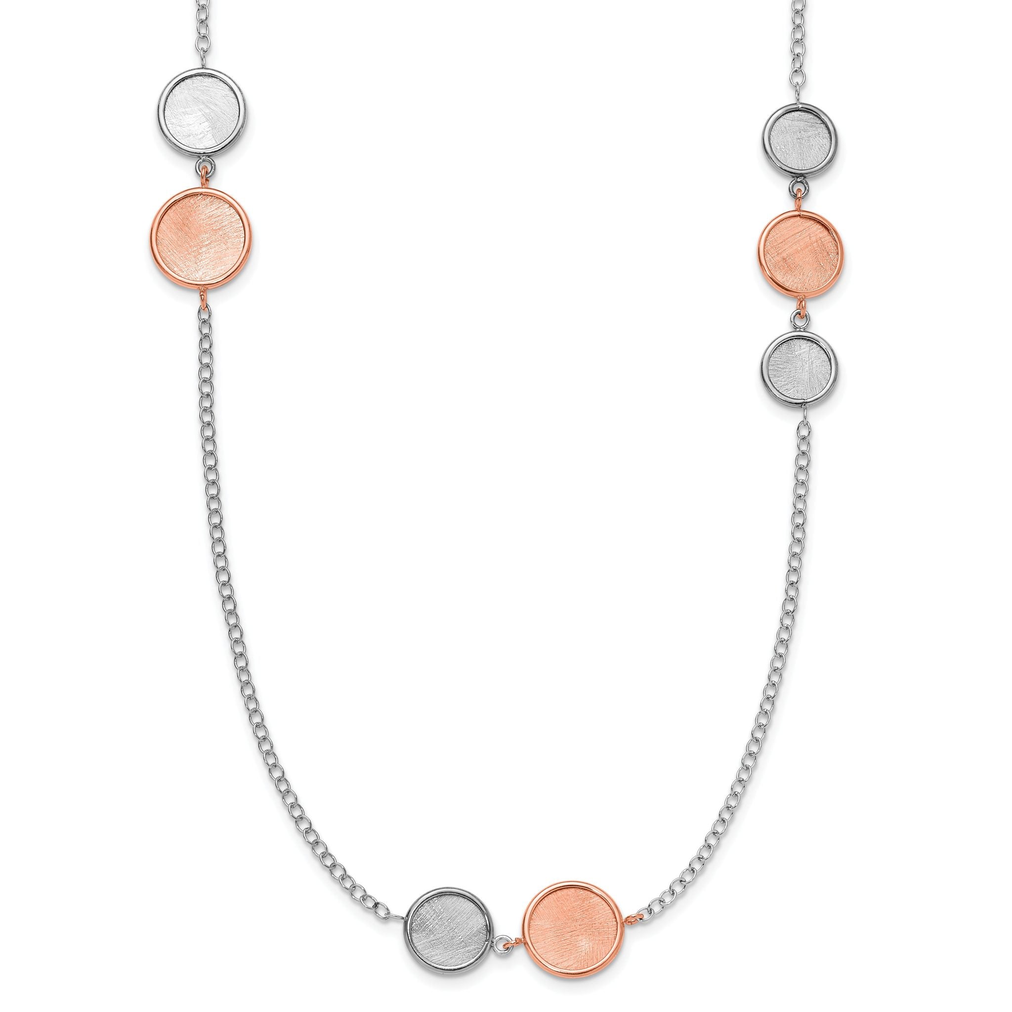 SS Rh-pl/Rose-tone Radiant Essence Polish/Scratch w/2in ext Neckla